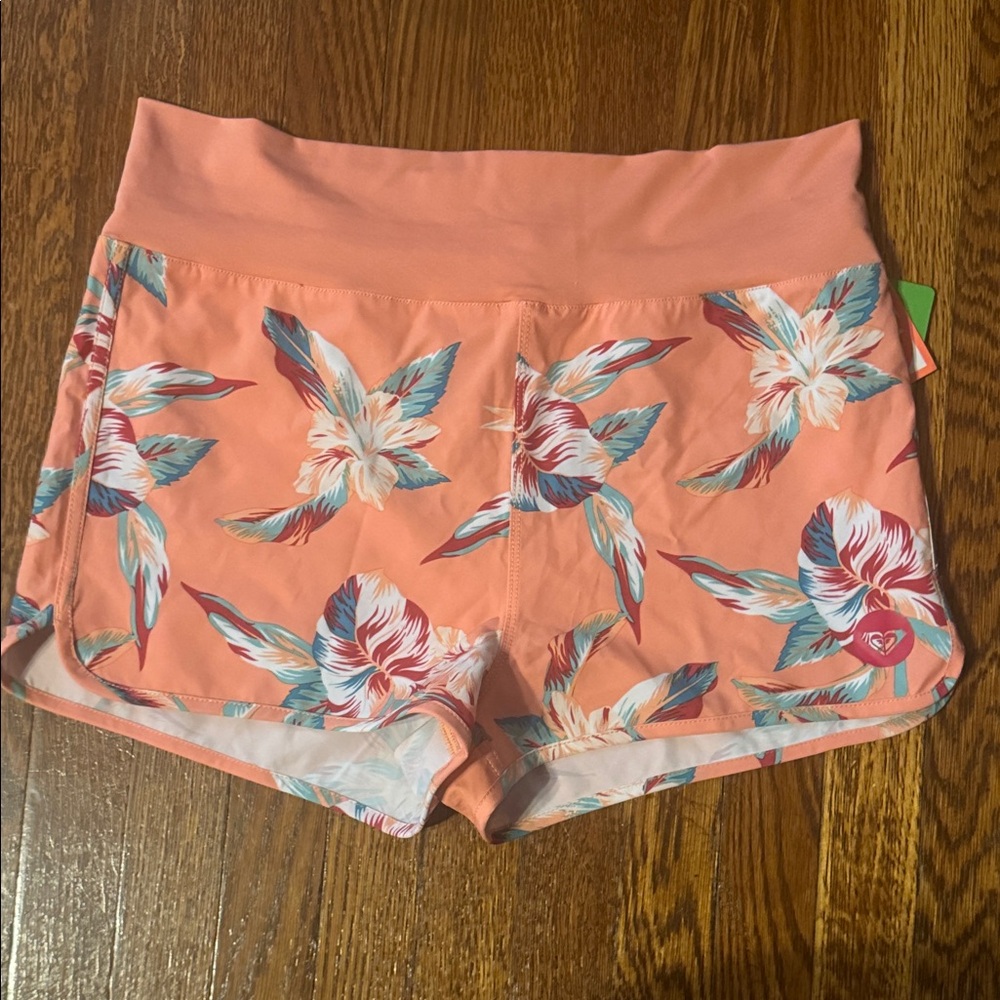 NWT, Roxy Girls Coral Floral Athletic Shorts, Size XXL,16